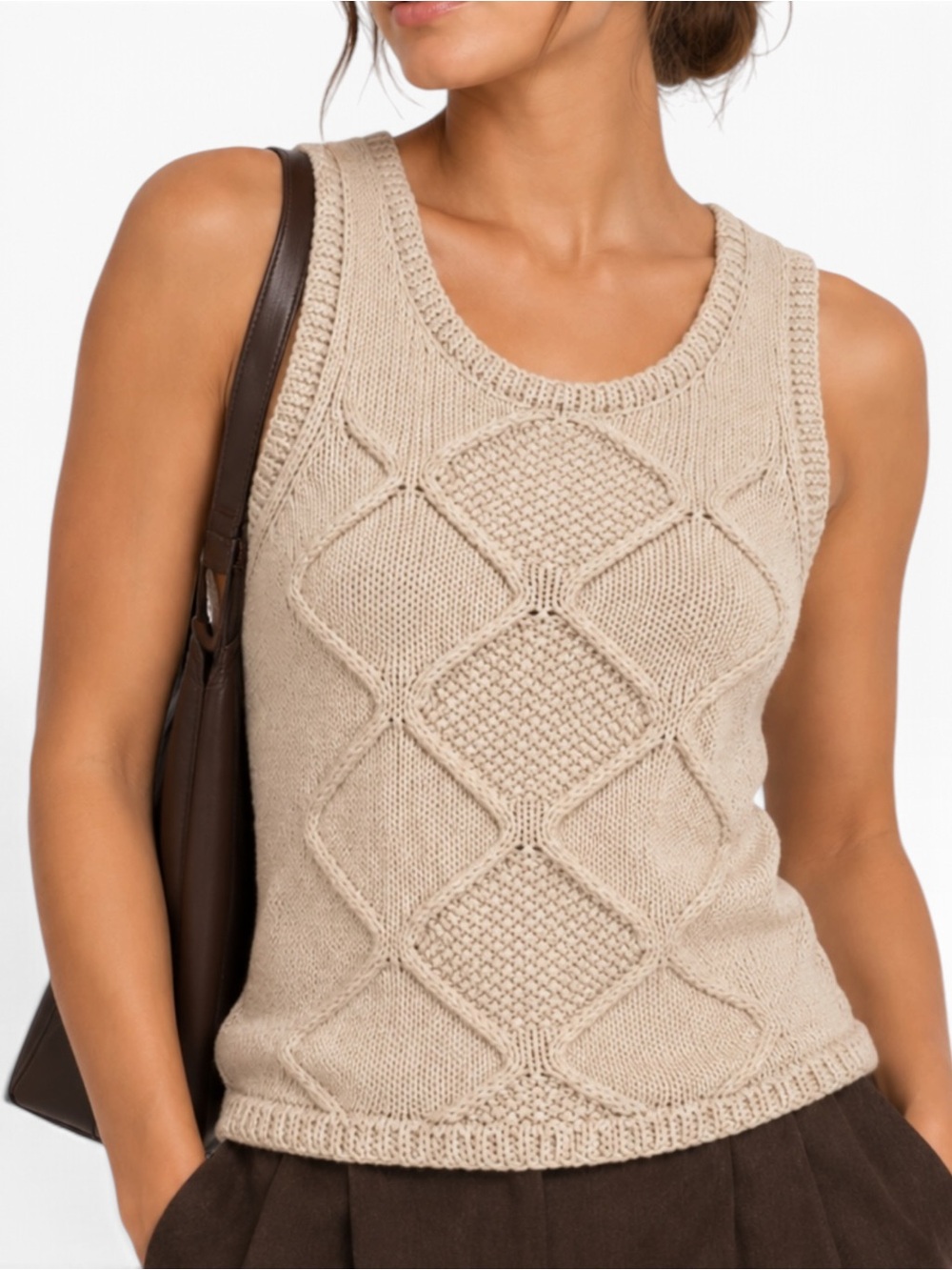 Banana Republic Cream Cable Knit Sweater Vest S